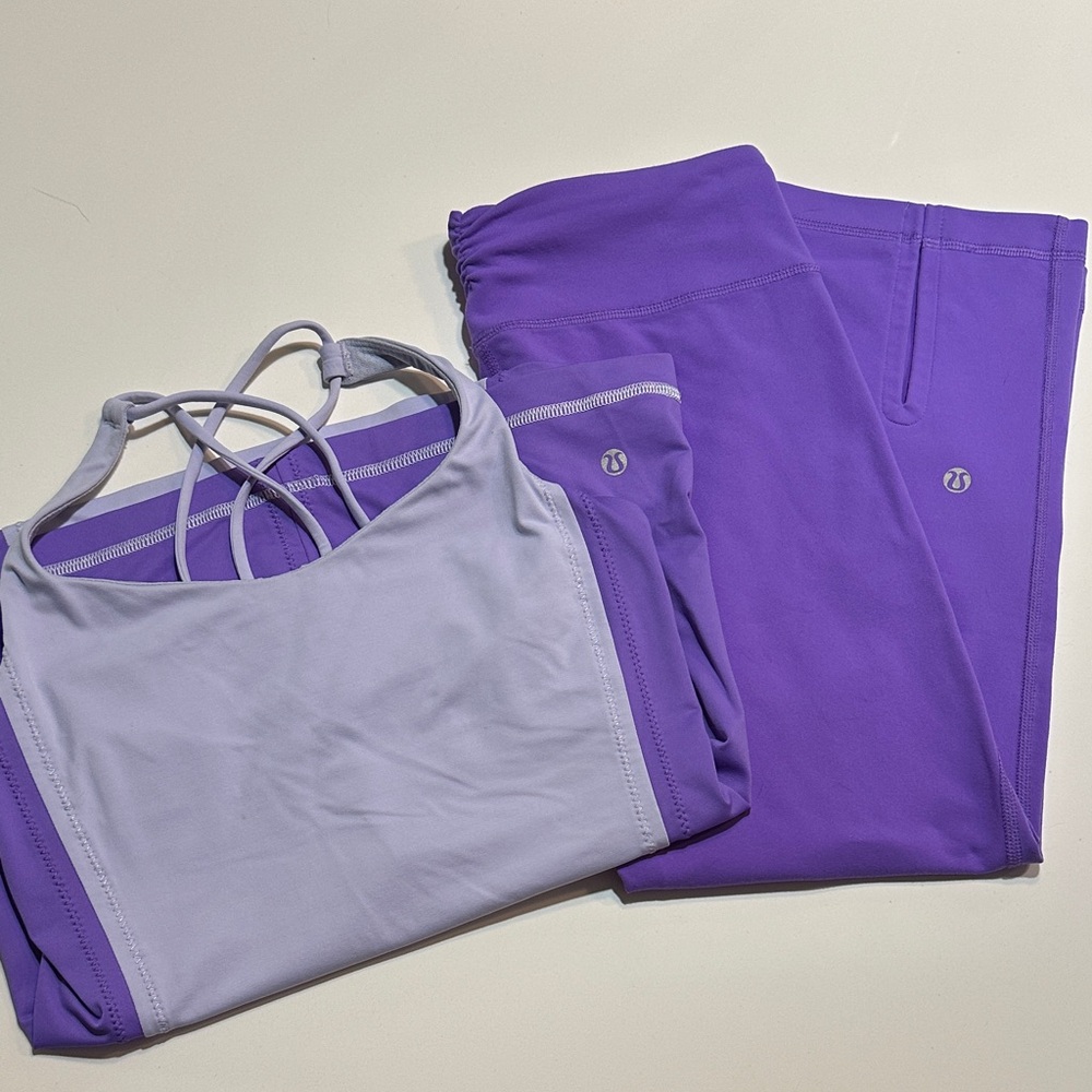 lululemon athletica Purple Leggings and built in bra tank
